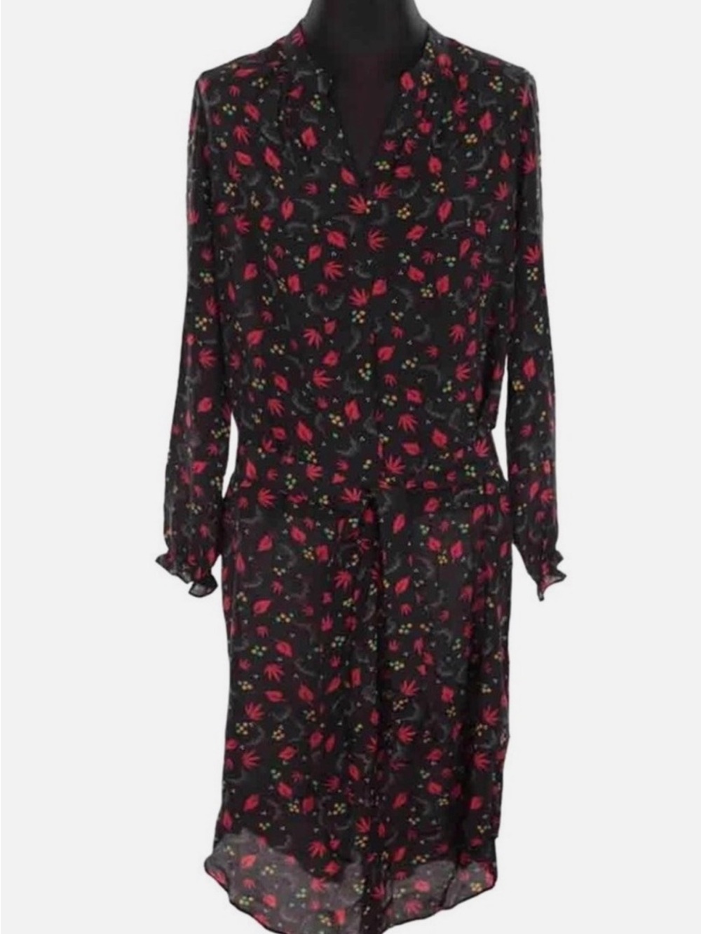 Zadig & Voltaire Black Dress with Red and Green Floral Print